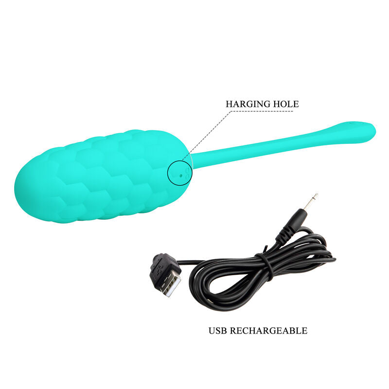 PRETTY LOVE - VIBRIERENDES EI MIT WIEDERAUFLADBARER MEERESTEXTUR IN AQUAGRÜN – Vibrator Bild 11