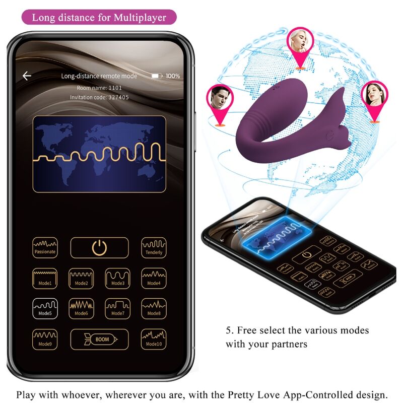 PRETTY LOVE - JAYLEEN VIBRATOR MIT APP-FERNBEDIENUNG LILA – Vibrator Bild 16