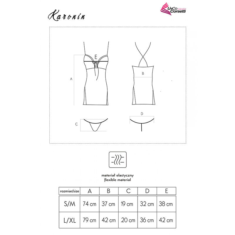 LIVCO CORSETTI FASHION - KARONIN LC 90628 HEMD + HOSE SCHWARZ Detailansicht bei Secret Pulse