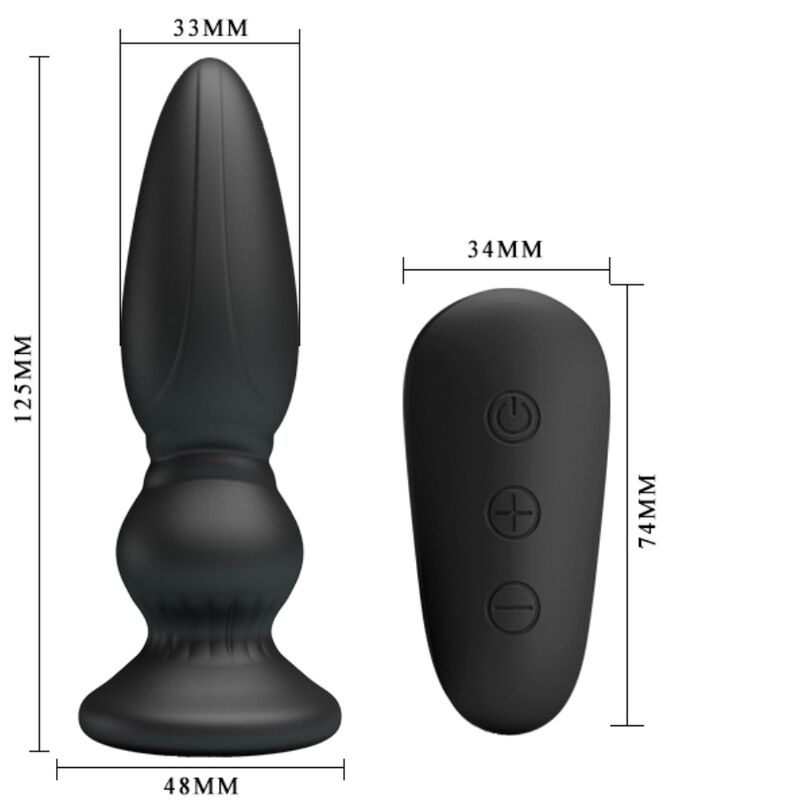 MR PLAY - LEISTUNGSSTARKER VIBRATOR MIT FERNBEDIENUNG, ANALSTECKER, SCHWARZ – Anal-Toy Bild 9