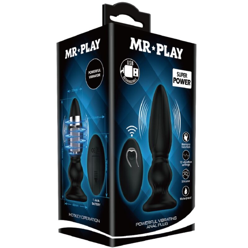 MR PLAY - LEISTUNGSSTARKER VIBRATOR MIT FERNBEDIENUNG, ANALSTECKER, SCHWARZ – Anal-Toy Bild 18