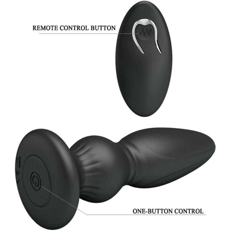 MR PLAY - LEISTUNGSSTARKER VIBRATOR MIT FERNBEDIENUNG, ANALSTECKER, SCHWARZ – Anal-Toy Bild 14