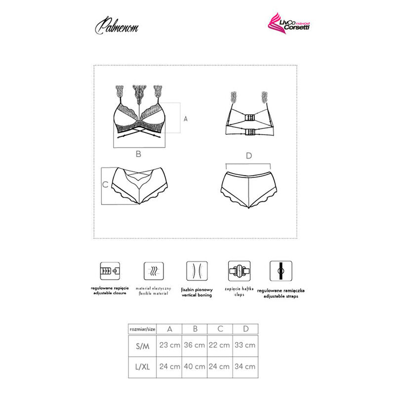 LIVCO CORSETTI FASHION - PALMENOM LC 90614 BH + HÖSCHEN SCHWARZ Detailansicht bei Secret Pulse