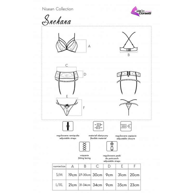 LIVCO CORSETTI FASHION - SNEHANA LC 90443 BH + STRUMPFGÜRTEL + HÖSCHE SCHWARZ L/XL Detailansicht bei Secret Pulse