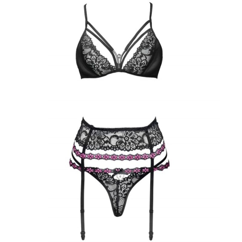 LIVCO CORSETTI FASHION - SNEHANA LC 90443 BH + STRUMPFGÜRTEL + HÖSCHE SCHWARZ L/XL Corsage diskret online kaufen