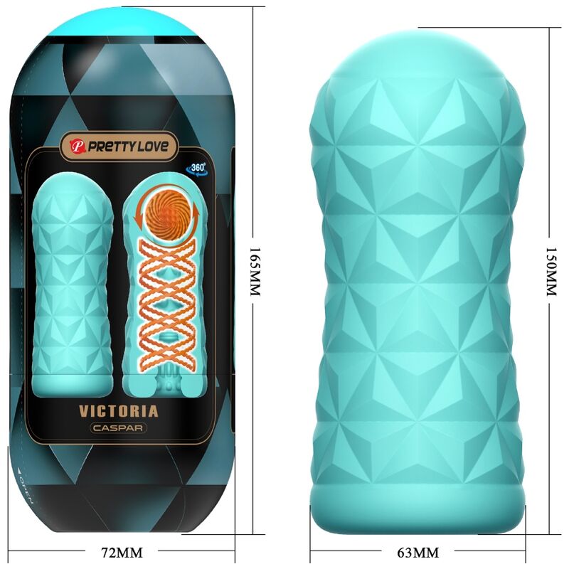 PRETTY LOVE - VICTORIA CASPAR MASTURBATOR AQUA GREEN Produktansicht und Details