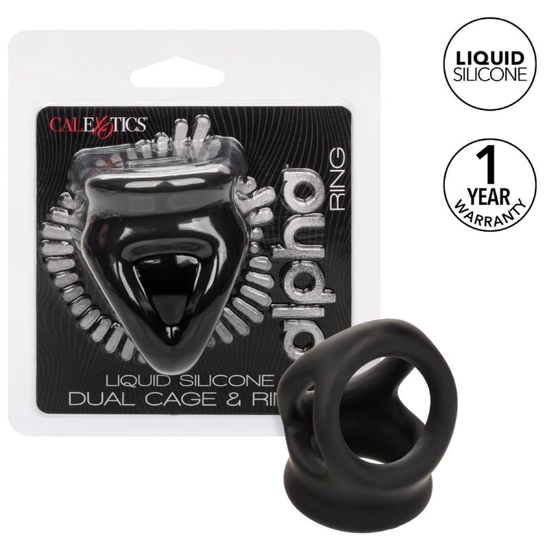 CALEXOTICS - ALPHA DUAL CAGE RING SCHWARZ – Keuschheitskäfig Bild 2