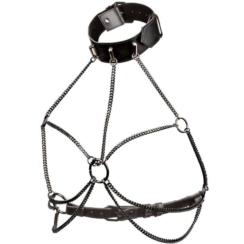CALEXOTICS Euphoria Multi Chain Collar Harness – Verstellbares veganes Leder-Halsband für Fetisch & Bondage | Secet Pulse