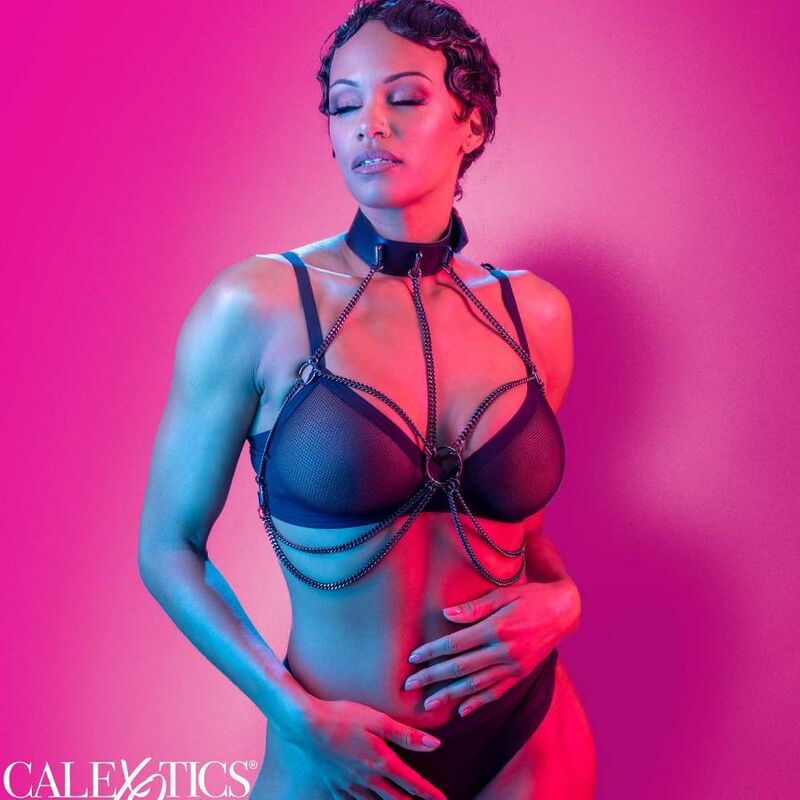 CALEXOTICS Euphoria Multi Chain Collar Harness – Verstellbares veganes Leder-Halsband für Fetisch & Bondage | Secet Pulse