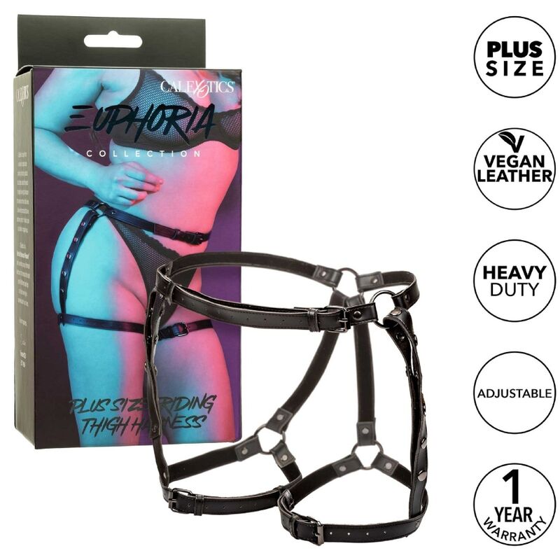 CalExotics Euphoria Reit-Oberschenkelgeschirr Plus – Verstellbar, Veganleder, Premium BDSM – BDSM-Zubehör Bild 4