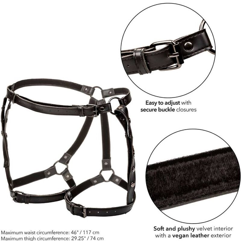 CalExotics Euphoria Reit-Oberschenkelgeschirr Plus – Verstellbar, Veganleder, Premium BDSM – BDSM-Zubehör Bild 9