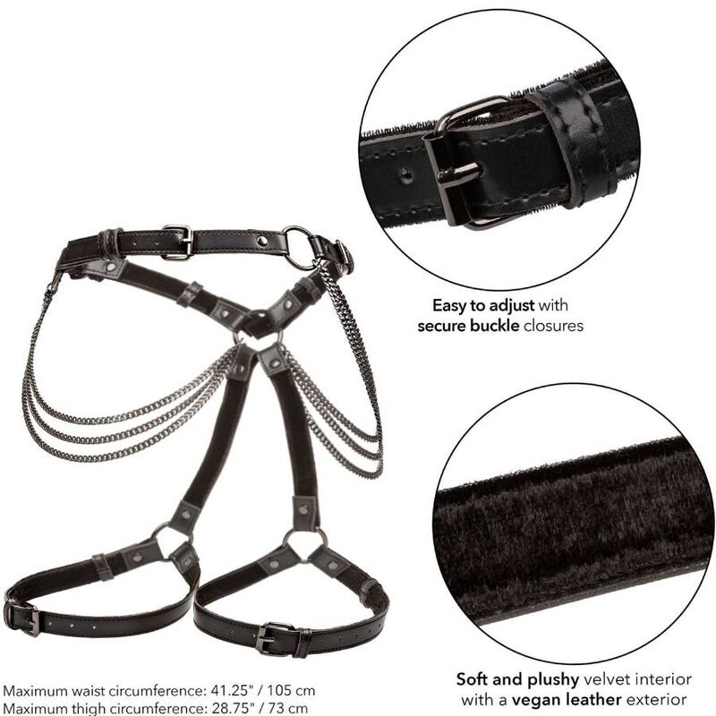 CalExotics Euphoria Mehrketten-Oberschenkelgeschirr – Verstellbar, Veganleder, Premium BDSM – BDSM-Zubehör Bild 11