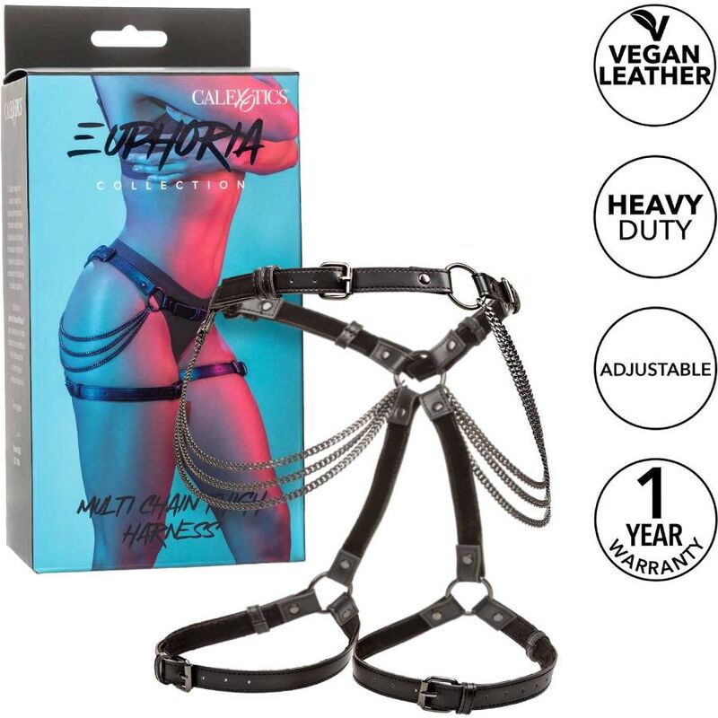 CalExotics Euphoria Mehrketten-Oberschenkelgeschirr – Verstellbar, Veganleder, Premium BDSM – BDSM-Zubehör Bild 6