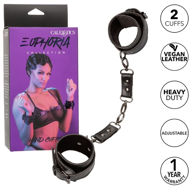 CalExotics Euphoria Handschellen – Verstellbar, Veganleder, BDSM Zubehör – Bondage-Fessel Bild 3