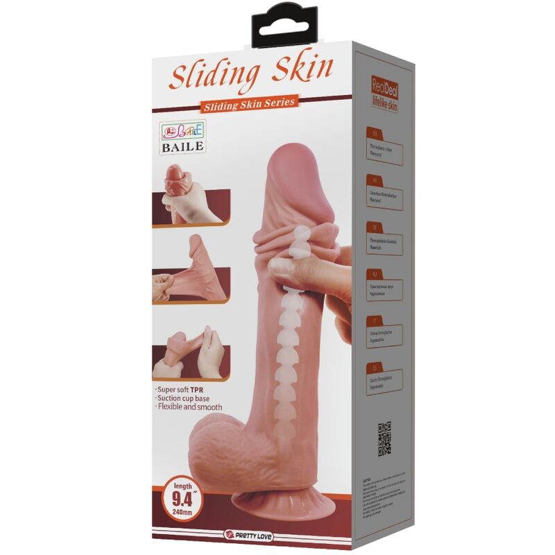 PRETTY LOVE - REALISTISCHER DILDO DER SLIDING SKIN-SERIE MIT SLIDING SKIN-SAUGNAPF BRAUN 24 CM – realistischer Dildo Bild 11