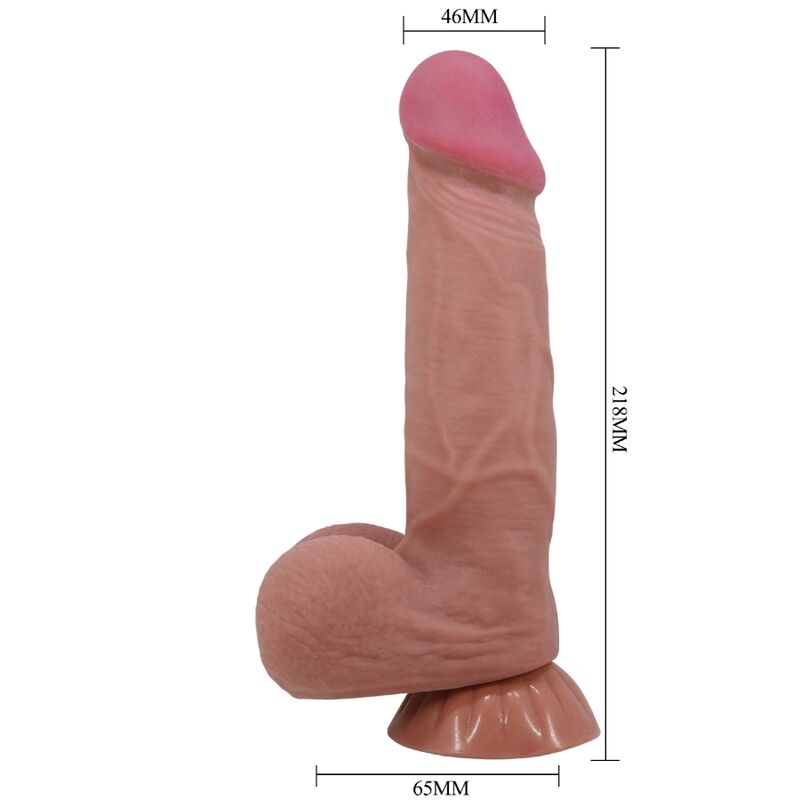 PRETTY LOVE - SLIDING SKIN SERIES REALISTISCHER DILDO MIT GLEITENDEM BRAUNEN HAUT-SAUGNAP 21,8 CM – realistischer Dildo Bild 12