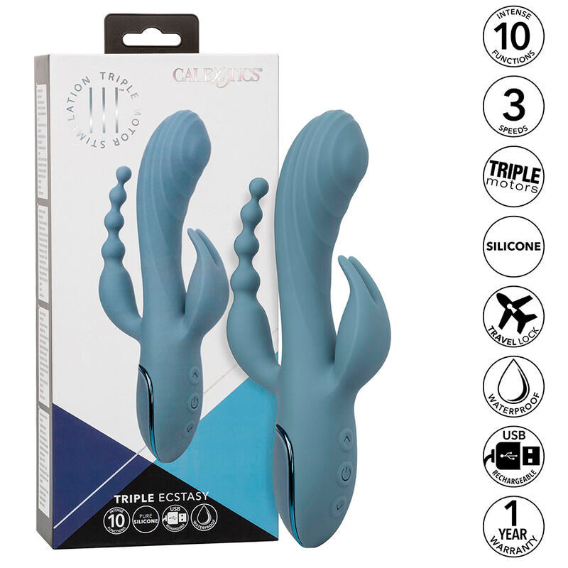 CALEXOTICS - VIBRATOR TRIPLE ECSTASY GRAU – Vibrator Bild 3