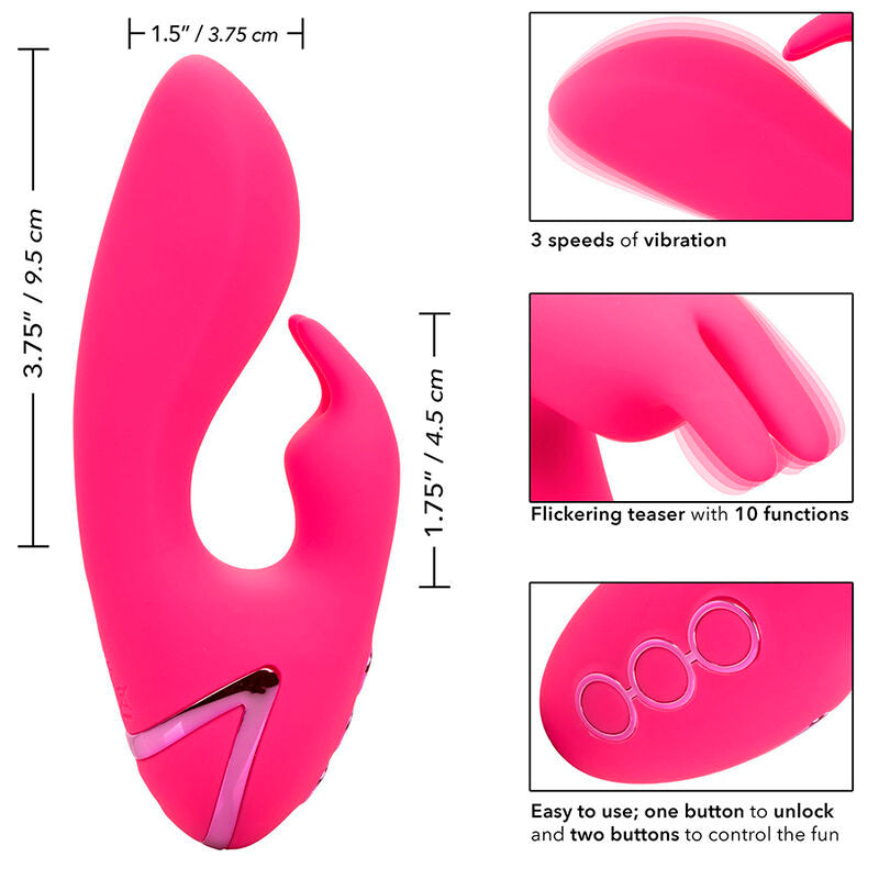 CalExotics So. Cal Sunshine Rabbit Vibrator Fuchsia – 10 Vibrationsfunktionen, Doppelmotor, USB wiederaufladbar – Rabbit Vibrator Bild 17