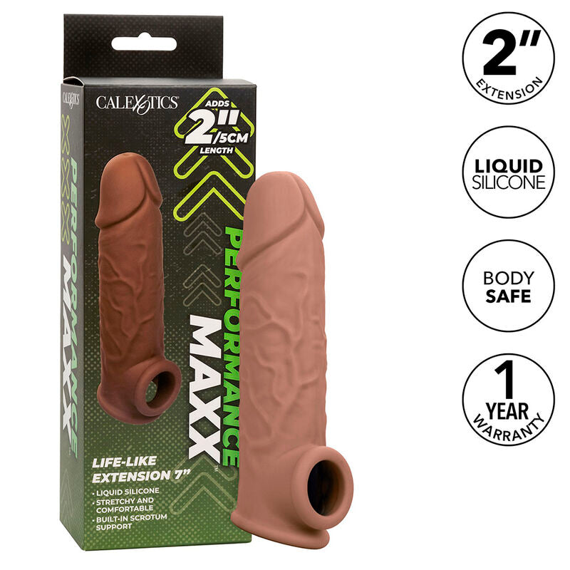 CALEXOTICS - PERFORMANCE MAXX LEBENSNAHE EXTENSION 7 BRAUNE HAUT – Penishülle Bild 4