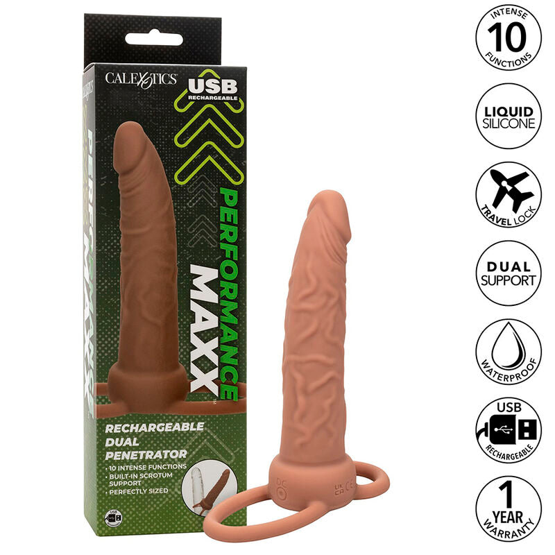 CALEXOTICS - PERFORMANCE MAXX WIEDERAUFLADBARER DUAL-PENETRATOR, BRAUN – Erotik-Zubehör Bild 4