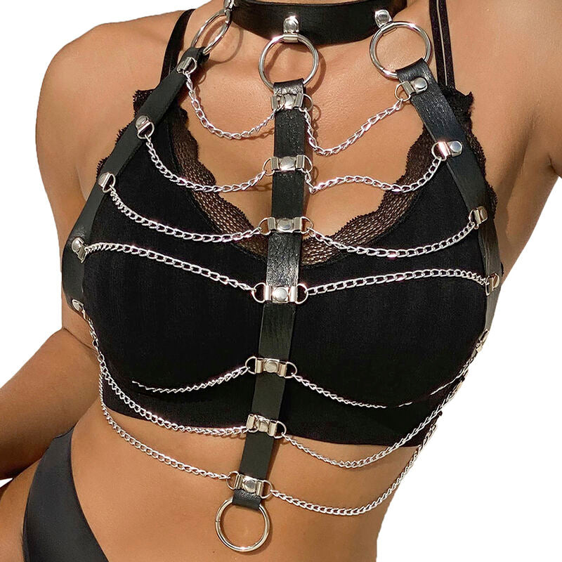 SUBBLIME - BRUSTHARNESS LEDERKETTEN SCHWARZ EINHEITSGRÖSSE – BDSM-Zubehör Bild 1