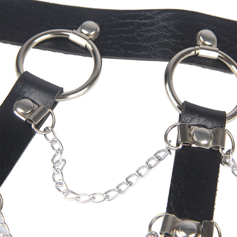 SUBBLIME - BRUSTHARNESS LEDERKETTEN SCHWARZ EINHEITSGRÖSSE – BDSM-Zubehör Bild 5