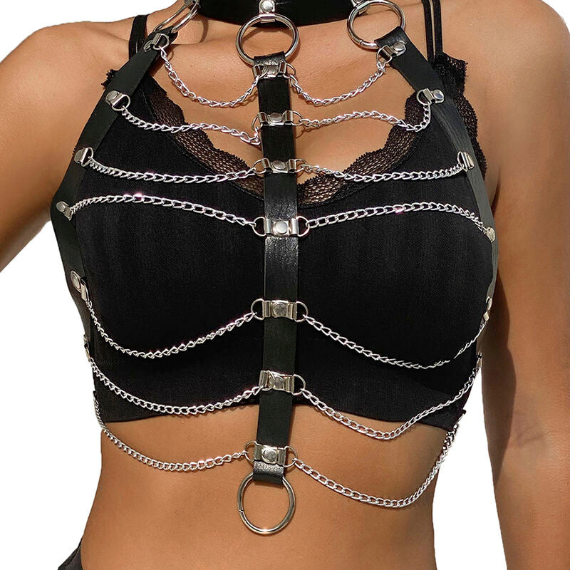 SUBBLIME - BRUSTHARNESS LEDERKETTEN SCHWARZ EINHEITSGRÖSSE – BDSM-Zubehör Bild 2