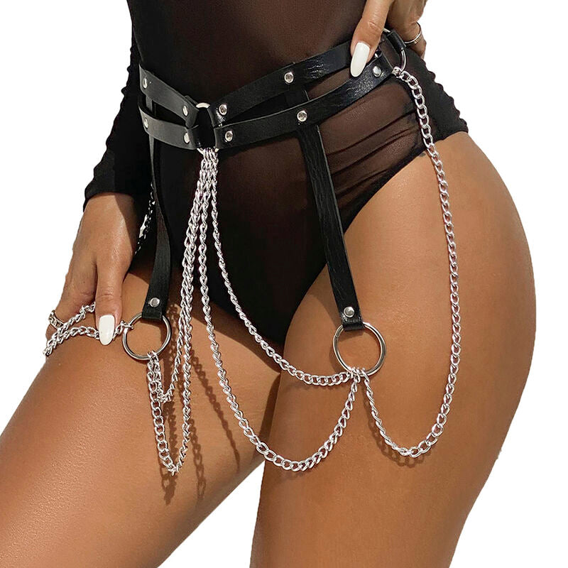SUBBLIME - LEDERRINGKETTENGÜRTEL SCHWARZ EINHEITSGRÖSSE – Erotik-Schmuck Bild 2