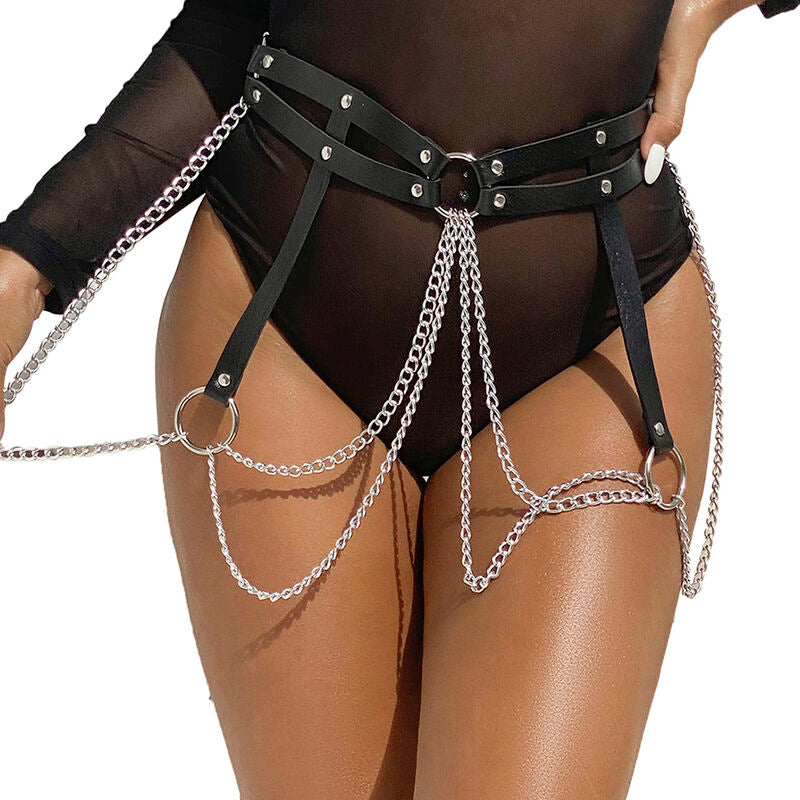 SUBBLIME - LEDERRINGKETTENGÜRTEL SCHWARZ EINHEITSGRÖSSE – Erotik-Schmuck Bild 1