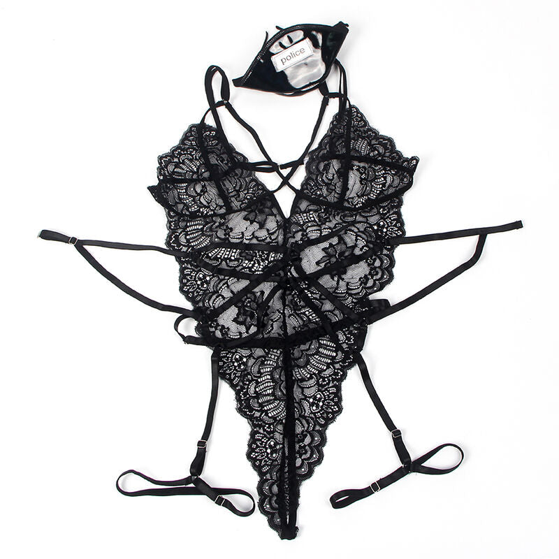 SUBBLIME - SPITZENBODY POLIZEIKOSTÜM SCHWARZ L/XL – Dessous-Body Bild 7