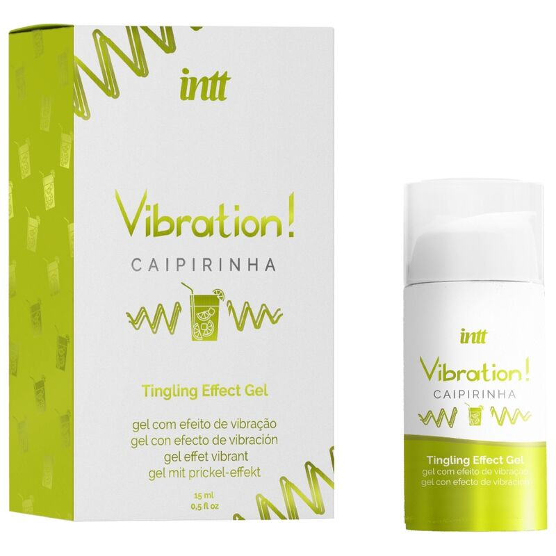 INTT - KRAFTVOLLES INTIMATIMULANS CAIPIRINHA FLÜSSIGE VIBRATORGEL 15 ML Produktverpackung und Details