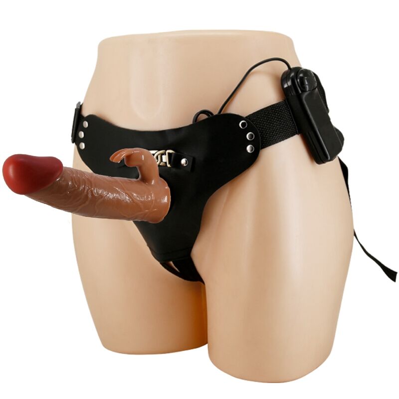 PRETTY LOVE - MARION HARNESS UNIVERSAL SLIP MIT VIBRATIONSDILDO 19 CM BRAUN – Dildo Bild 1