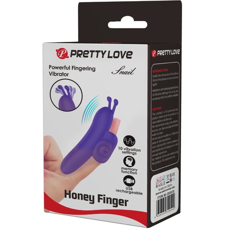 PRETTY LOVE - SNAIL LEISTUNGSSTARKER LILA FINGERSTIMULATOR Produktansicht und Details