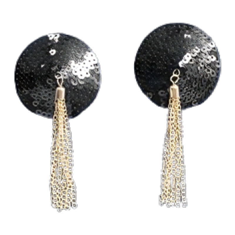 CHILIROSE CR 4714 – Schwarze Brustwarzenabdeckungen mit Ketten