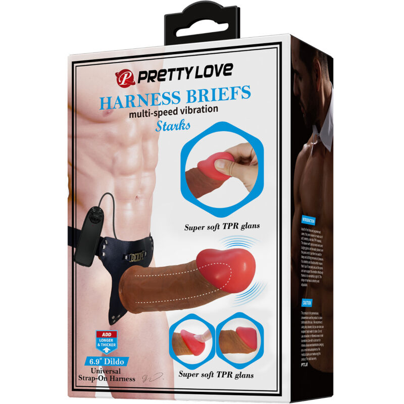PRETTY LOVE - STARKS HARNESS SLIP MULTI-SPEED VIBRATION DILDO 17,5 CM HELLBRAUN – Dildo Bild 18