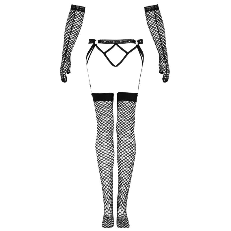 LIVCO CORSETTI FASHION - NEMALIA SET STRUMPFHALTER + STRÜMPFE + HANDSCHUHE SCHWARZ hochwertige Produktabbildung