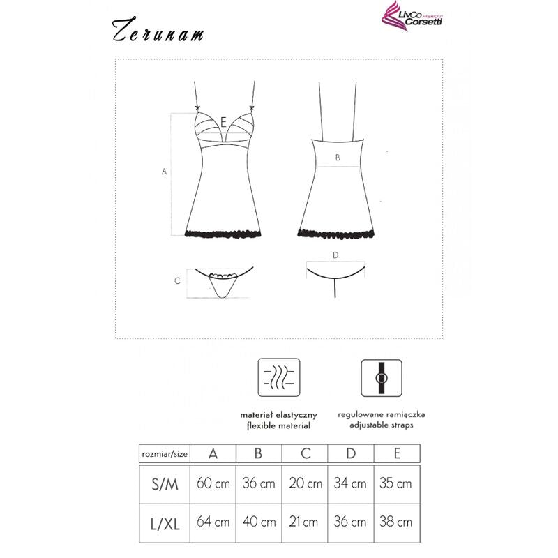 LIVCO CORSETTI FASHION - ZERUNAM SET BABYDOLL + SCHWARZER TANGA hochwertige Produktabbildung