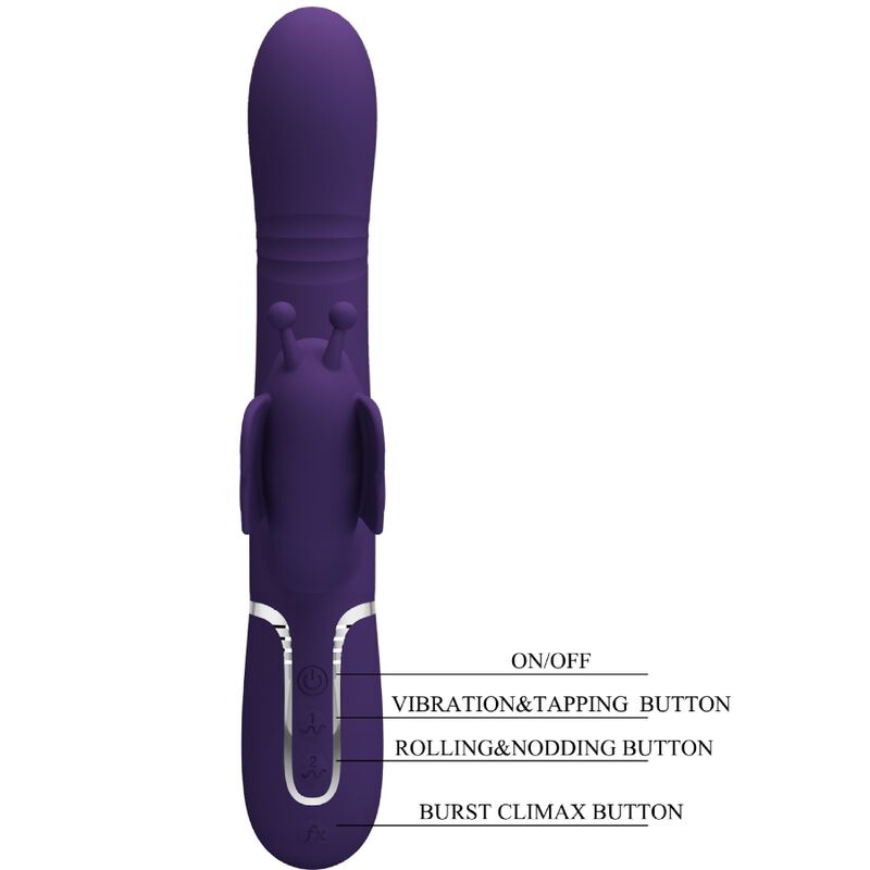 PRETTY LOVE - MULTIFUNKTIONS-KANINCHENVIBRATOR 4 IN 1 SCHMETTERLING LILA – Vibrator Bild 10