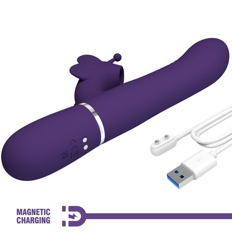 PRETTY LOVE - MULTIFUNKTIONS-KANINCHENVIBRATOR 4 IN 1 SCHMETTERLING LILA – Vibrator Bild 11