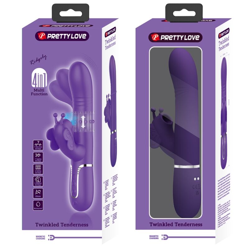 PRETTY LOVE - MULTIFUNKTIONS-KANINCHENVIBRATOR 4 IN 1 SCHMETTERLING LILA – Vibrator Bild 13