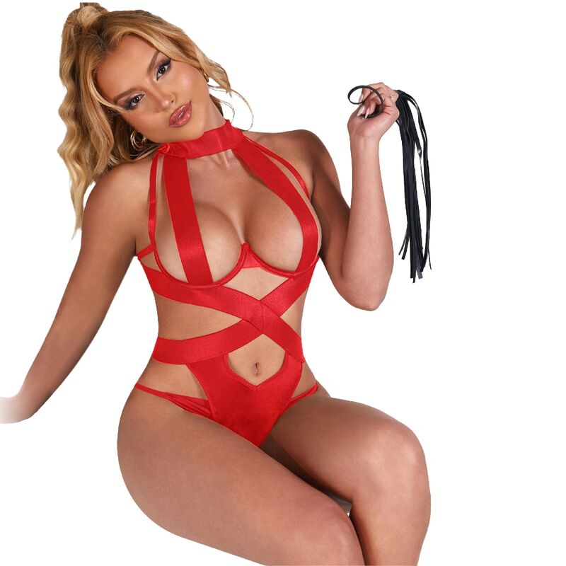 SUBBLIME - SEXY HALTER-BODY MIT HARNESS ROT S/M für sinnliche Momente