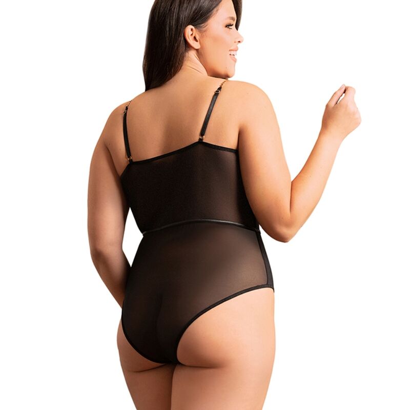 SUBBLIME - SCHWARZER BODY MIT KETTEN-HOSENTRGERN L/XL für sinnliche Momente