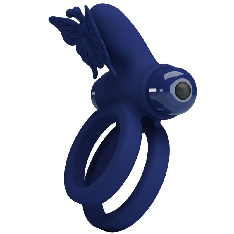 PRETTY LOVE - JAMELE DOPPELRING MIT VIBRATION & SCHMETTERLINGSTIMULATOR BLAU – Vibrator Bild 3