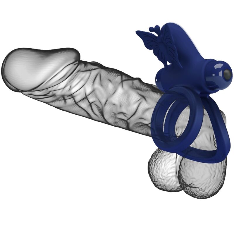 PRETTY LOVE - JAMELE DOPPELRING MIT VIBRATION & SCHMETTERLINGSTIMULATOR BLAU – Vibrator Bild 11