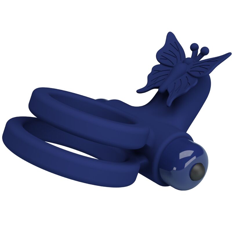 PRETTY LOVE - JAMELE DOPPELRING MIT VIBRATION & SCHMETTERLINGSTIMULATOR BLAU – Vibrator Bild 9