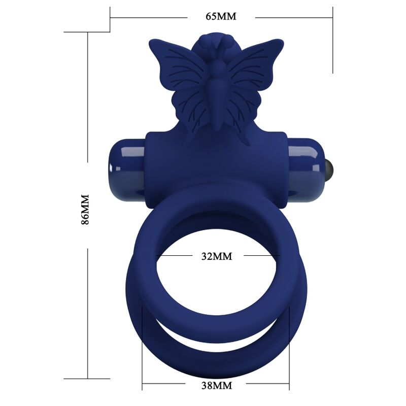 PRETTY LOVE - JAMELE DOPPELRING MIT VIBRATION & SCHMETTERLINGSTIMULATOR BLAU – Vibrator Bild 14
