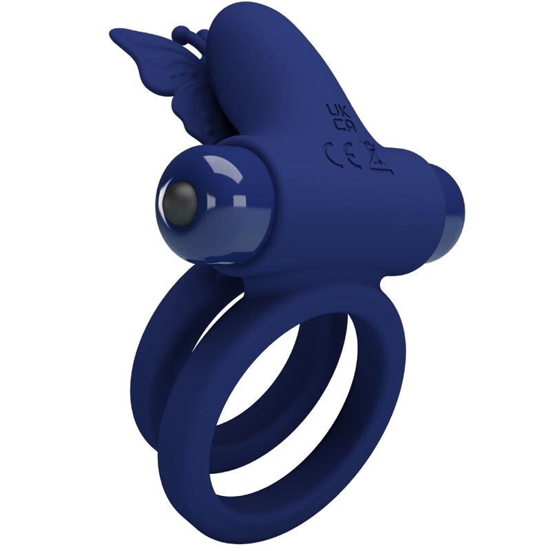 PRETTY LOVE - JAMELE DOPPELRING MIT VIBRATION & SCHMETTERLINGSTIMULATOR BLAU – Vibrator Bild 6