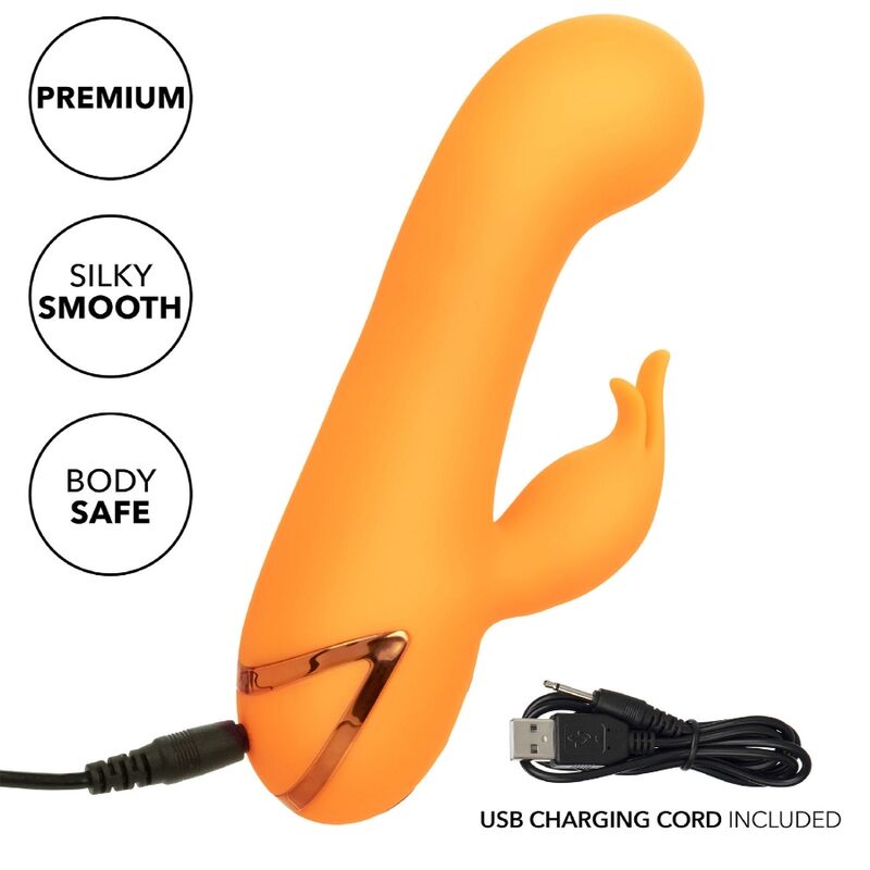 CalExotics Montecito Muse Rabbit Vibrator Orange – Doppelstimulator, 10 Vibrationsfunktionen, USB wiederaufladbar – Rabbit Vibrator Bild 14