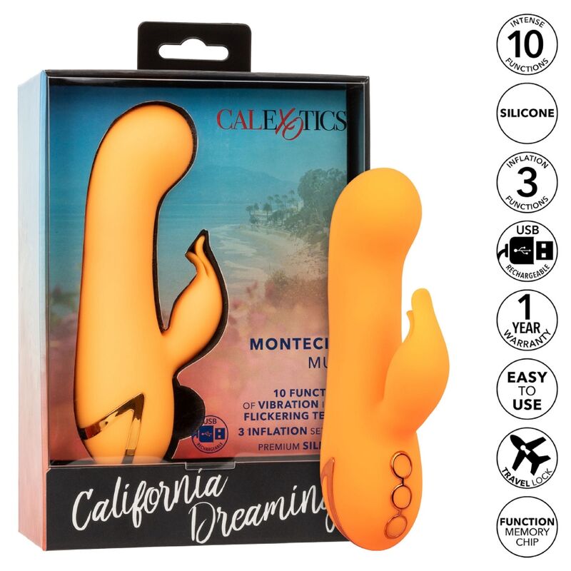 CalExotics Montecito Muse Rabbit Vibrator Orange – Doppelstimulator, 10 Vibrationsfunktionen, USB wiederaufladbar – Rabbit Vibrator Bild 16