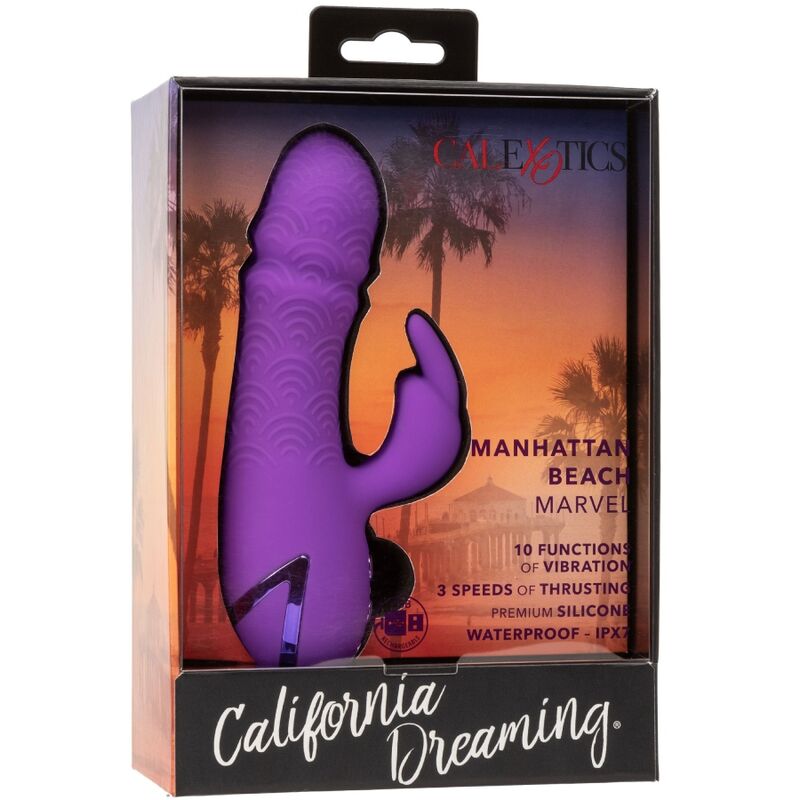 CalExotics Manhattan Beach Marvel Rabbit Vibrator Lila – Doppelmotor, 10 Vibrationsfunktionen, USB wiederaufladbar – Rabbit Vibrator Bild 15